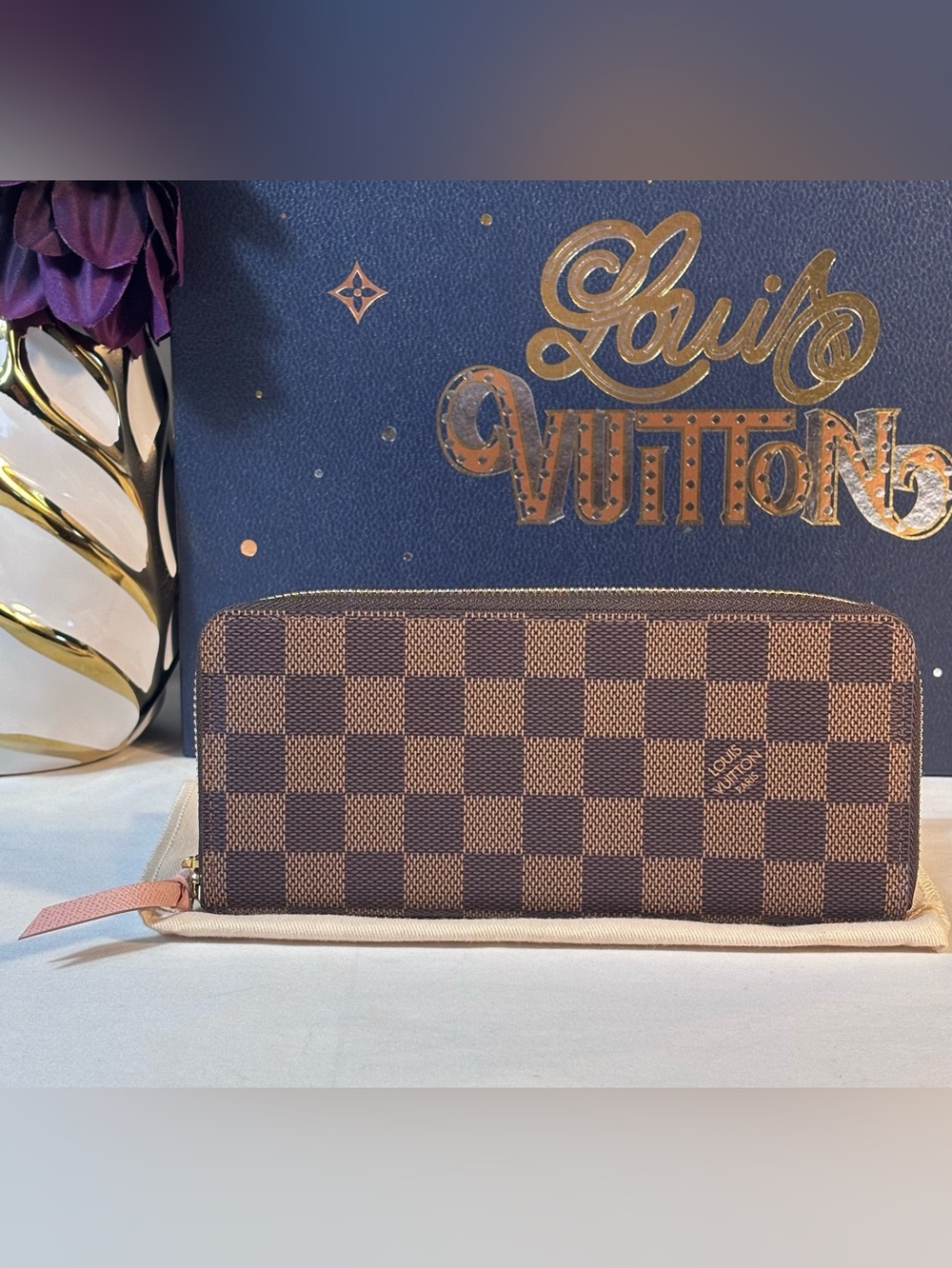 Louis Vuitton Clemence wallet Ebene rose